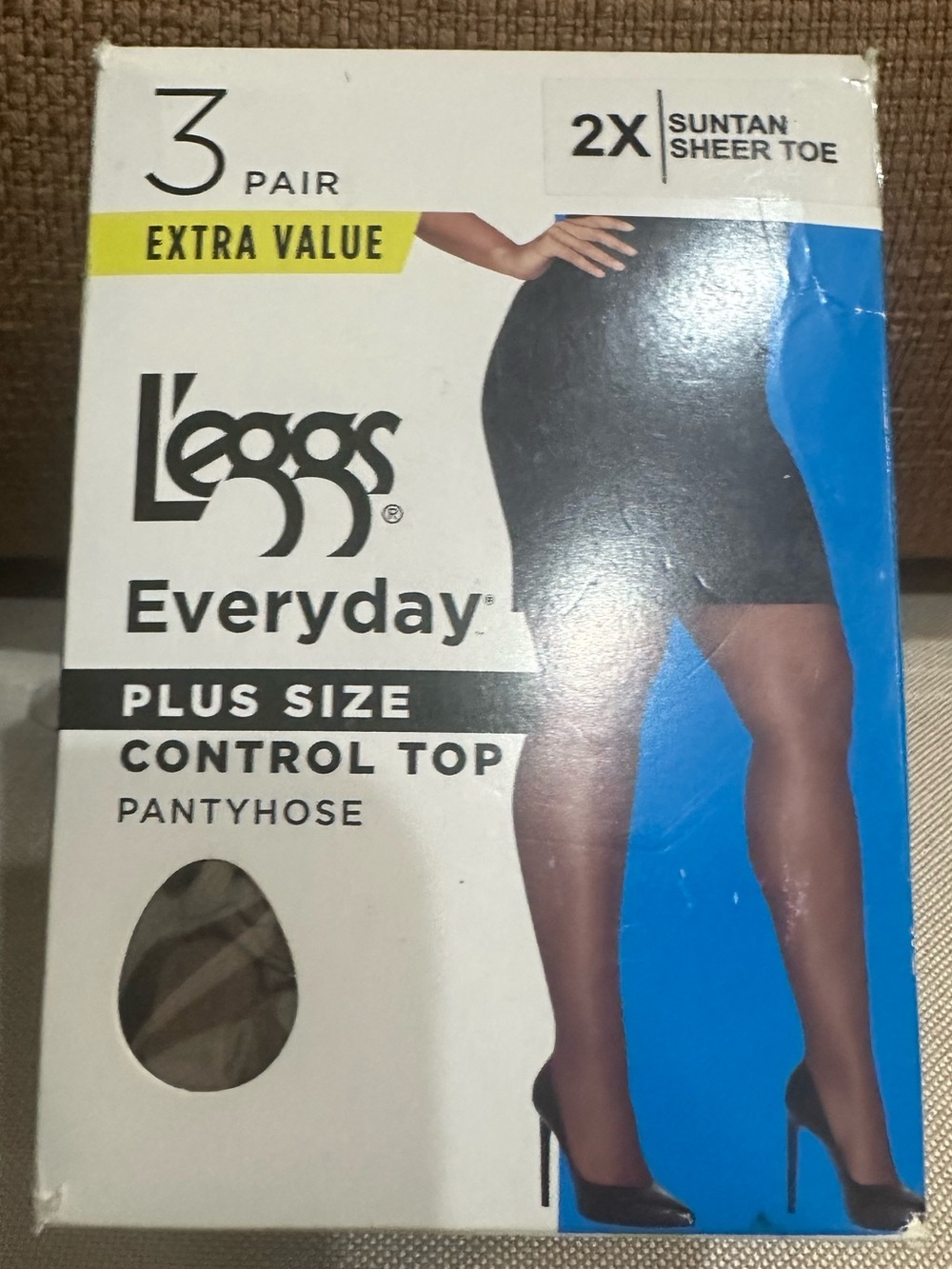 Everyday Plus Size Control Top Pantyhose - Suntan Sheer Toe (2X)